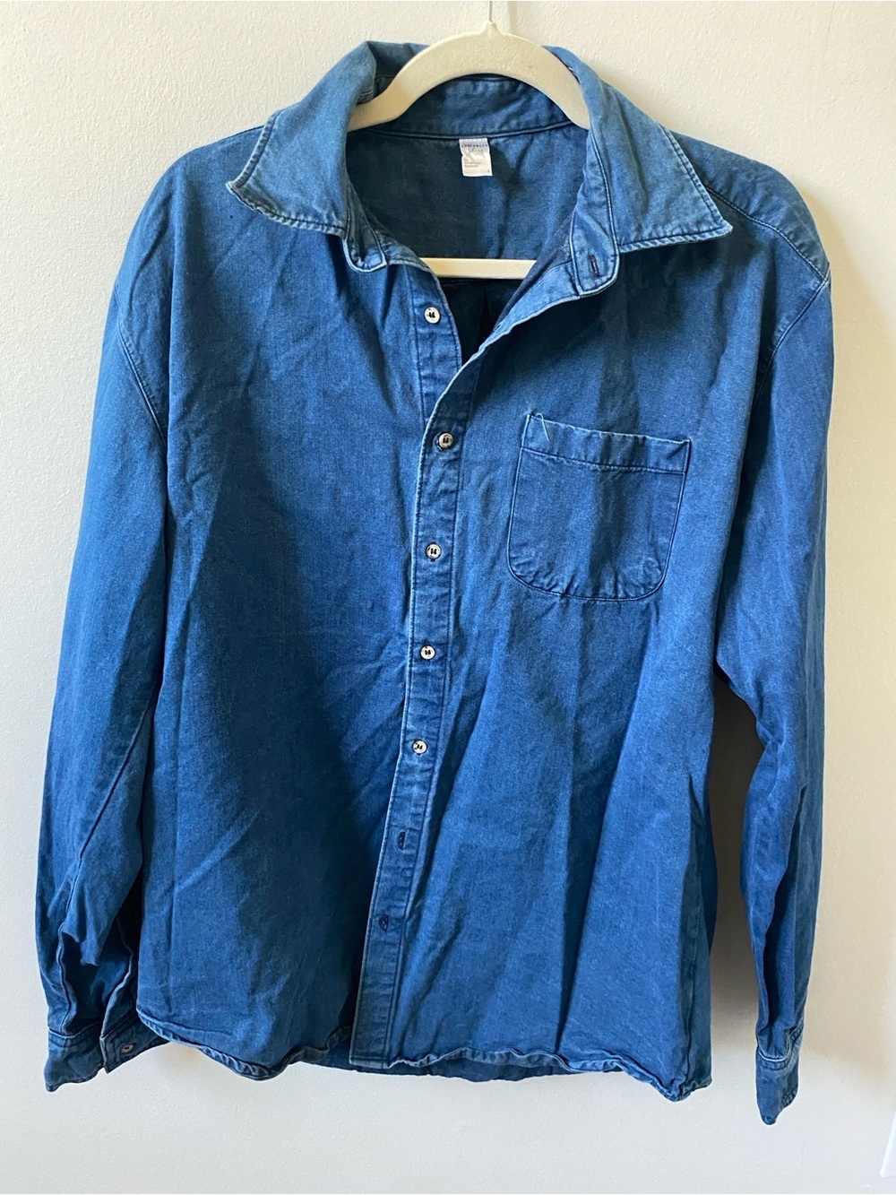 American Apparel Oversized Blue Denim Button-Down Shirt S